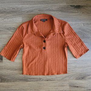 Rust Orange Polo Collar Crop Top | Fika the Brand